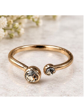 Women's Unbranded Gold Tone Champagne Crystal Open Ring Size 8